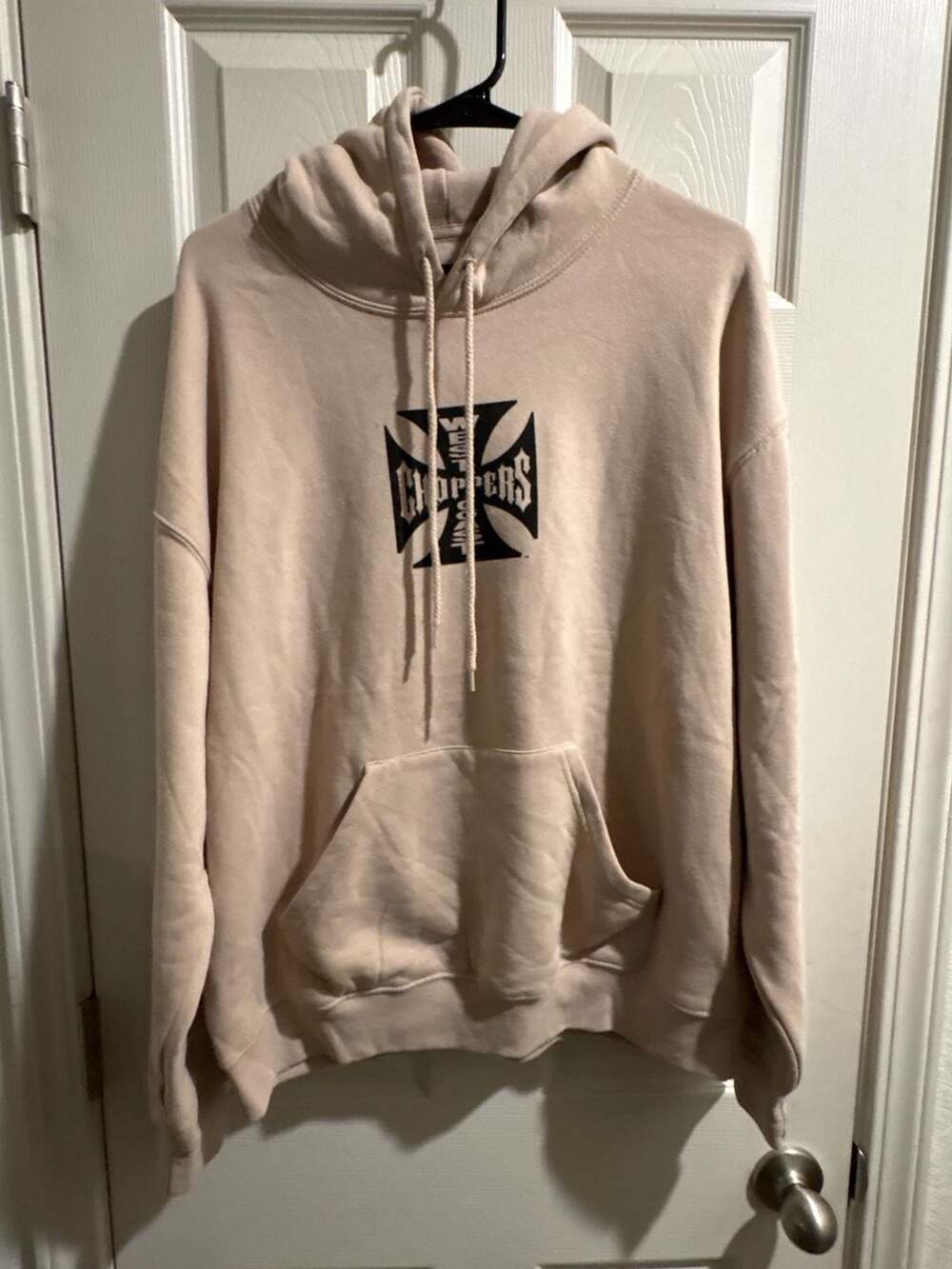 West Coast Choppers Cross Logo Hoodie Tan Beige Pullover Sweatshirt